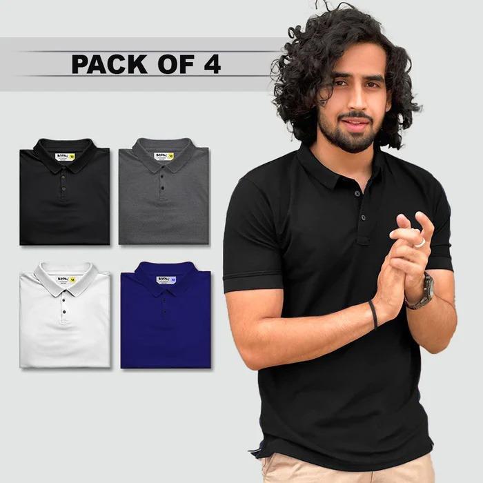 Imported Premium Polo T-Shirt👕 (Pack Of 4)